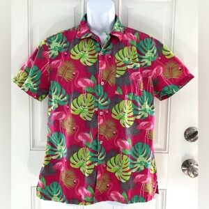 Massive Apparel Tropical Flamingo Print Men's Shirt Size Large Beach Vacation